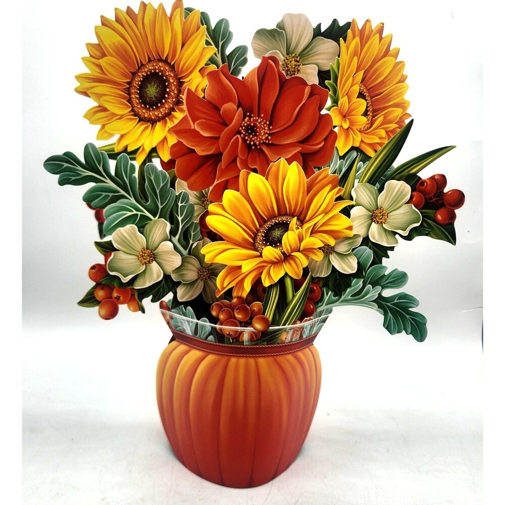 Freshcut Paper Pop Up Cards, Pumpkin Harvest, 12 inch Life Sized Forever Flower